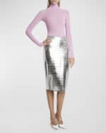 Image 5 of 6: ALAIA Metallic Leather Band Midi Skirt