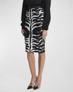 Image 2 of 6: ALAIA Zebra-Print Pencil Skirt with Cutout Detail
