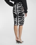 Image 4 of 6: ALAIA Zebra-Print Pencil Skirt with Cutout Detail