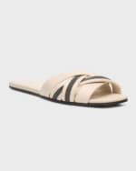Image 5 of 6: Brunello Cucinelli Leather Monili Flat Slide Sandals