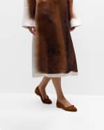 Image 2 of 6: Manolo Blahnik Veralli Suede Bow Ballerina Flats