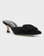 Image 5 of 6: Manolo Blahnik Maysale Suede Buckle Mules