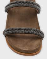 Image 4 of 6: Brunello Cucinelli Monili Two Band Slide Sandals