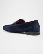 Image 3 of 6: Santoni Men's Carlos Suede Penny Loafers