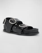 Image 4 of 5: Jil Sander Leather Dual-Buckle Sporty Sandals