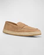 Image 5 of 6: Brunello Cucinelli Men's Suede Espadrille Penny Loafers