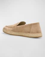 Image 3 of 6: Brunello Cucinelli Men's Suede Espadrille Penny Loafers