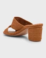 Image 3 of 6: Carrie Forbes Cara Raffia Block-Heel Mule Sandals