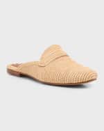 Image 5 of 6: Carrie Forbes Tapa Woven Raffia Loafer Mules