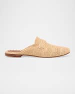 Image 1 of 6: Carrie Forbes Tapa Woven Raffia Loafer Mules