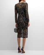 Image 4 of 6: Dress the Population Black Label Veronica Embroidered Bead & Sequin Midi Dress