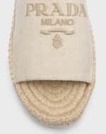 Image 4 of 6: Prada Embroidered Linen Espadrille Sandals