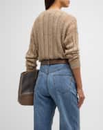 Image 4 of 6: Brunello Cucinelli Herringbone Linen Button-Front Cardigan