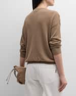 Image 4 of 5: Brunello Cucinelli Linen Knit Sweater with Magnolia Paillette Embroidery