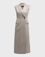 Image 2 of 6: Brunello Cucinelli Long Linen Paillette Embellished Vest