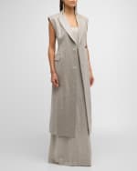 Image 5 of 6: Brunello Cucinelli Long Linen Paillette Embellished Vest
