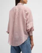 Image 4 of 6: Brunello Cucinelli Monili-Cuff Regimental Striped Cotton-Silk Blouse