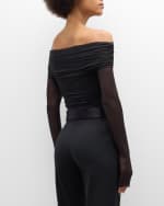 Image 5 of 6: Alice + Olivia Isadola Ruched Mesh Crop Top