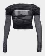 Image 1 of 6: Alice + Olivia Isadola Ruched Mesh Crop Top