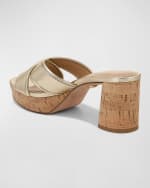 Image 3 of 6: Veronica Beard Dory Metallic Crisscross Platform Sandals