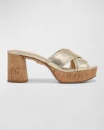 Image 1 of 6: Veronica Beard Dory Metallic Crisscross Platform Sandals
