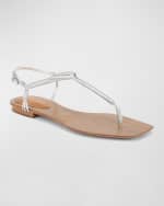 Image 3 of 4: Veronica Beard Amelia Metallic Thong Slingback Sandals