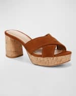 Image 3 of 4: Veronica Beard Dory Suede Crisscross Sandals