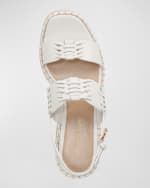 Image 4 of 4: Veronica Beard Riya Woven Leather Wedge Espadrilles