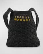 Image 1 of 6: Isabel Marant Small Logo Raffia Shoulder Bag