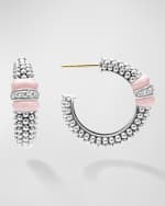 Image 3 of 4: LAGOS Sterling Silver Pink Caviar Diamond 1 Link 23mm Hoop Earrings