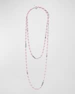 Image 4 of 5: LAGOS Sterling Silver Caviar Icon Pink Ceramic 4mm Chain Necklace, 34"L