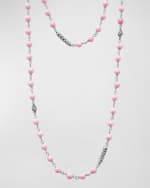 Image 1 of 5: LAGOS Sterling Silver Caviar Icon Pink Ceramic 4mm Chain Necklace, 34"L