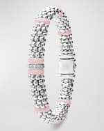 Image 4 of 5: LAGOS Sterling Silver Pink Caviar 1 Diamond Link 9mm Rope Bracelet