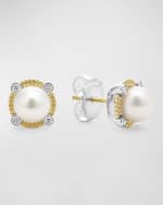Image 3 of 4: LAGOS Sterling Silver and 18K Luna Pearl Lux with Diamond Stud Earrings