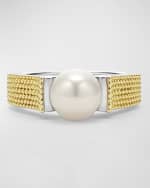 Image 5 of 5: LAGOS Sterling Silver and 18K Luna Pearl Lux Caviar Sides Ring
