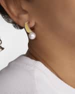 Image 2 of 4: LAGOS Sterling Silver and 18K Luna Pearl Lux Half Hoop Earrings