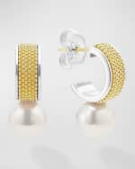 Image 1 of 4: LAGOS Sterling Silver and 18K Luna Pearl Lux Half Hoop Earrings