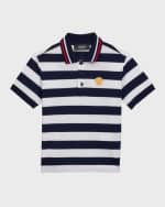 Image 1 of 3: Versace Boy's Striped Cotton Pique Polo Shirt, Size 4-14