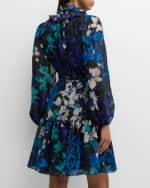 Image 4 of 6: Kobi Halperin Paisley Floral-Print Balloon-Sleeve Midi Dress