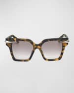 Image 3 of 3: Roberto Cavalli Embellished Acetate Square Sunglasses