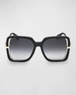 Image 1 of 3: Roberto Cavalli RC Logo Acetate & Metal Square Sunglasses