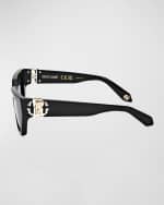 Image 2 of 3: Roberto Cavalli Iconic RC Logo Acetate Rectangle Sunglasses