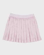 Image 1 of 5: Versace Girl's Barocco-Print Pleated Twill Mini Skirt, Size 8-14