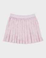 Image 1 of 3: Versace Girl's Barocco-Print Pleated Twill Mini Skirt, Size 4-6