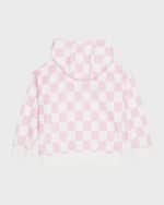 Image 3 of 5: Versace Girl's Damier Fleece Logo Flowers Embroidered Sweatshirt, Size 8-14