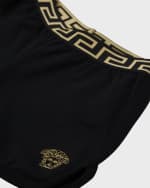 Image 3 of 5: Versace Medusa Embroidery Fleece Shorts, Size 8-14