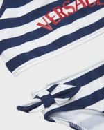 Image 2 of 5: Versace Girl's Striped Logo-Print Two-Piece Swimsuit, Size 8-14