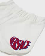 Image 3 of 5: Versace Girl's Logo Embroidery Cotton Fleece Shorts, Size 8-14
