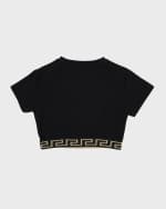 Image 2 of 5: Versace Girl's Medusa Embroidery Cropped T-Shirt, Size 8-14