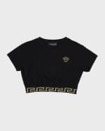 Image 1 of 5: Versace Girl's Medusa Embroidery Cropped T-Shirt, Size 8-14